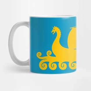 Cute Yellow Viking Ship Silhouette Mug